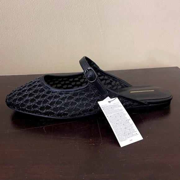 Banana Republic Womens Black Woven Mesh Mary Jane Mules Flats Size 7 NEW - Picture 3 of 7
